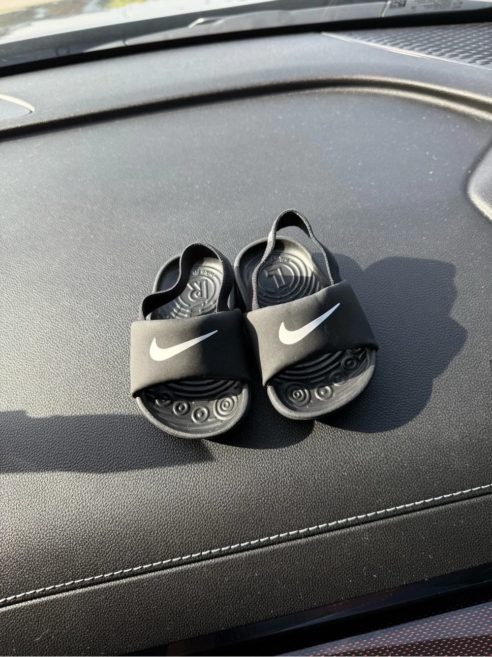 Nike Black Kids Slide Sandals with White Swoosh